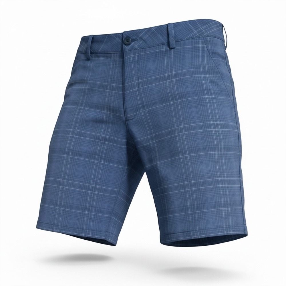 Under Armour Mens Blue Plaid Golf Shorts Size 30 Flat Front Performance Stretch